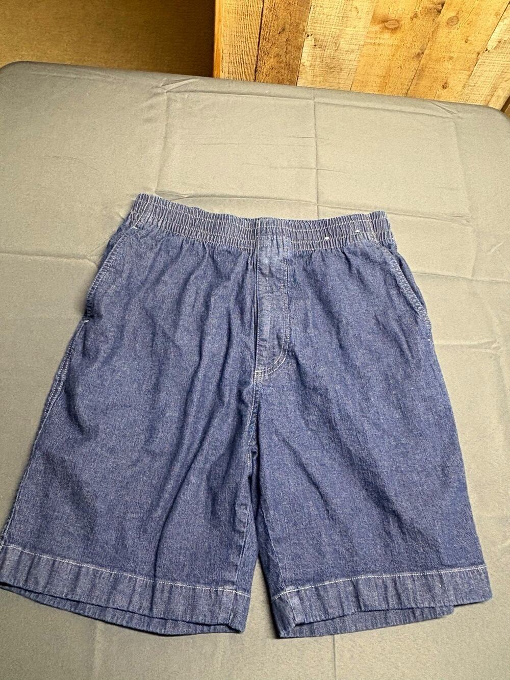 UNIQLO Men’s Blue Denim Bermuda Shorts M Elastic Waist Pockets